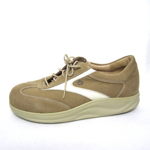 Finn Comfort 5.5 W / US 8 Ikebukuro Beige Tan White Sneakers Walking Shoes EUC - Picture 2 of 12